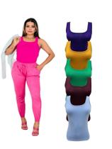 Kit Com 5 Blusas Regata Feminina Alça Larga