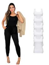 Kit Com 5 Blusas Regata Feminina Alça Larga