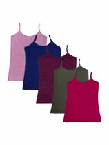 Kit Com 5 Blusinha Regata Alça Fina Feminina Cores Variadas