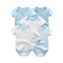 Kit com 5 Bodies de Algodão para Bebê - Manga Curta - Menino e Menina