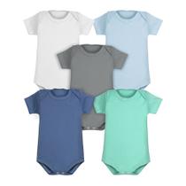 Kit com 5 body para bebês manga curta liso algodão amizade Kit com 5 body para bebês manga curta liso algodão amizade