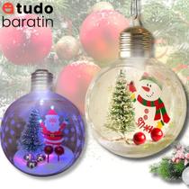 Kit com 5 Bolas de Natal LED Enfeite Árvore de Natal Decoração de Natal de Natal Bola Papai Noel