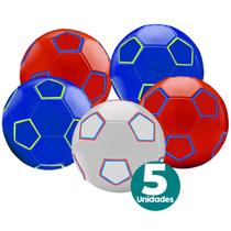 Kit com 5 Bolas de PVC para Jogar Futebol com 22cm Semi Profissional Campo Resistente