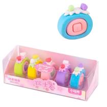 Kit Com 5 Borracha Rolo suiço Kawaii Papelaria Criativa Fofa