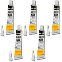 Kit Com 5 Borrachas de Silicone Acético Branco 50g Tubete - Vonder