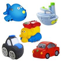 Kit Com 5 Brinquedos De Vinil Para Bebê Maralex - Navio Avião Trem Policia e Carro Kit Com 5 Brinquedos De Vinil Para Bebê Maralex - Navio Avião Trem Policia e Carro