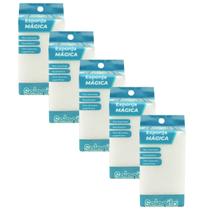 Kit com 5 Buchas Esponjas Mágica Branca Multiuso Limpeza