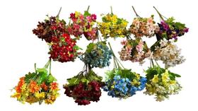 Kit Com 5 Buquês De Mini Margarida Artificial Com 7 Galhos