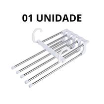 Kit com 5 Cabides de Calça Multifuncionais em Aço Inoxidável Dobrável e Resistente