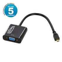 Kit Com 5 Cabos Adaptador Micro Hdmi Para Vga Com Áudio