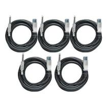 Kit Com 5 Cabos De Microfone P10 Xlr Canon Femea 10 Metros