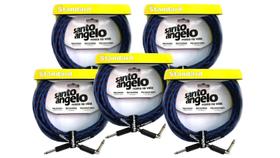 Kit com 5 Cabos Guitarra Violão Santo Ângelo Textil 4,57 Metros Plug L Kit com 5 Cabos Guitarra Violão Santo Ângelo Textil 4,57 Metros Plug L