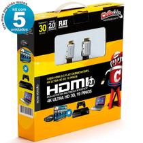 Kit Com 5 Cabos Hdmi 2.0 Flat Desmontável,19 Pinos 4K, 30M