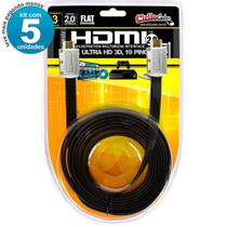 Kit Com 5 Cabos Hdmi 2.0 Flat Desmontável,19 Pinos 4K, 3Mts Kit Com 5 Cabos Hdmi 2.0 Flat Desmontável,19 Pinos 4K, 3Mts