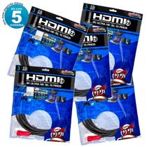 Kit Com 5 Cabos Hdmi 2.0 Premium Ultra Hd 4K, 3 Metros