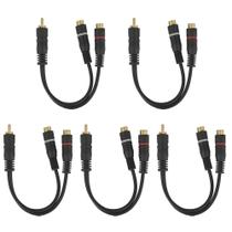 Kit com 5 Cabos Y RCA para Som Automotivo Saída Fêmea ou Macho Emborrachado e Flexível