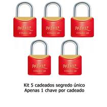 Kit com 5 cadeados Papaiz 40 MM Vermelho KA1 Kit com 5 cadeados Papaiz 40 MM Vermelho KA1