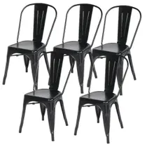 Kit Com 5 Cadeira Tolix Iron Design Preto Aço Industrial Sala Cozinha Jantar Bar Kit Com 5 Cadeira Tolix Iron Design Preto Aço Industrial Sala Cozinha Jantar Bar