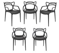 Kit com 5 Cadeiras Allegra Sala de Jantar Restaurantes Fixa Preta Kit com 5 Cadeiras Allegra Sala de Jantar Restaurantes Fixa Preta