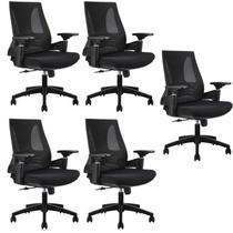 Kit com 5 Cadeiras Office Diretor Toledo com Braços 3D NR17