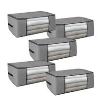 Kit com 5 Caixas Organizadoras TNT Multiuso Cinza M- 60x45x30cm