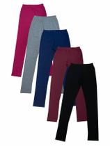 Kit Com 5 Calças Legging Infantil Feminina - Cores Sortidas