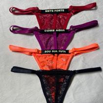 Kit com 5 Calcinhas Fio Dental Frases Sexys e Sensuais- Sortida - Jennifer - VR1025