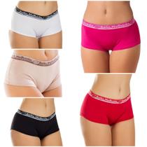 Kit com 5 Calcinhas Short Cueca Boxer Feminina Lia - Silvest Lingerie