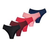 Kit Com 5 Calcinhas Tangas Lisa Lateral Larga Forro Algodão