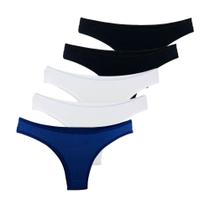 Kit com 5 Calcinhas Try Basics Tanga Cotton Algodão Premium