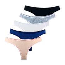 Kit com 5 Calcinhas Try Basics Tanga Cotton Algodão Premium