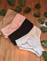 Kit com 5 Calçola Calcinha Tangão Cintura Alta Lycra Rosset Rossete Duloren Dulore Cós Alto