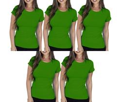 Kit com 5 Camisas Camisetas Blusas Baby Looks T-shirts Masculina Feminina Slim Básica 100% Algodão