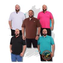 kit com 5 camisas gola polo piquet plus size com bordado robles G1/G2/G3 polo clásica