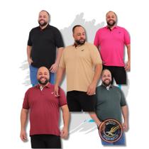 kit com 5 camisas gola polo piquet plus size com bordado robles G1/G2/G3 polo Robles