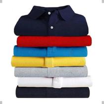 Kit com 5 camisas gola polo ribana peruana premium masculina plus size p ao g3 - Usual Basic
