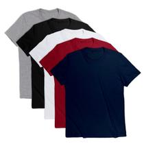 Kit Com 5 Camiseta Básica Cores Masculina Adulto