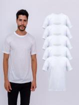 Kit Com 5 Camisetas Básica 100% Poliéster - Branca - Ast Store