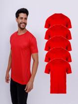 Kit Com 5 Camisetas Básica 100% Poliéster - Vermelha - Ast Store