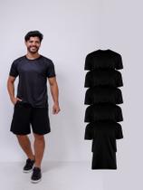 Kit Com 5 Camisetas Básica Preta Algodão
