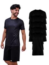 Kit Com 5 Camisetas Básica Preta Poliéster