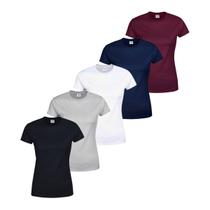 Kit Com 5 Camisetas Básicas Femininas Baby Look 100% Algodão