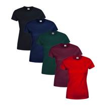 Kit Com 5 Camisetas Básicas Femininas Baby Look 100% Algodão - TRV