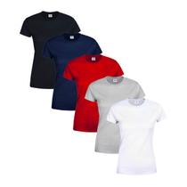 Kit Com 5 Camisetas Básicas Femininas Baby Look 100% Algodão