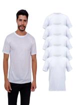 Kit Com 5 Camisetas Básicas Lisa Branca 100% Poliéster