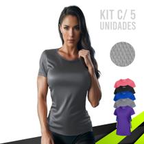 KIT com 5 CAMISETAS Blusinha DRY FIT Tecido Furadinho feminina Academia Corrida Yoga 1010