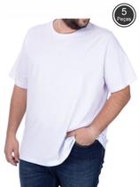 Kit Com 5 Camisetas Brancas Básica Plus Size