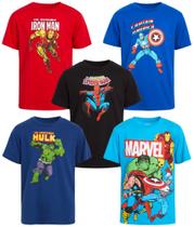 Kit com 5 Camisetas Gráficas Marvel Avengers para Meninos Tamanho 4T Kit com 5 Camisetas Gráficas Marvel Avengers para Meninos Tamanho 4T