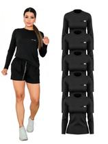 Kit Com 5 Camisetas Manga Longa Proteção UV Feminina Preto
