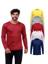 Kit Com 5 Camisetas Poliéster Manga Longa Cores Sortidas